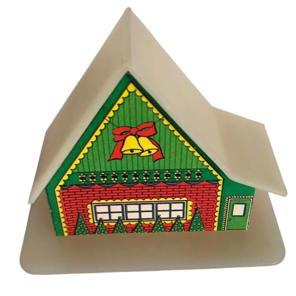 VINTAGE 70s Lot of 5 Alpine Village Houses Plastic Light Covers Christmas Xmas